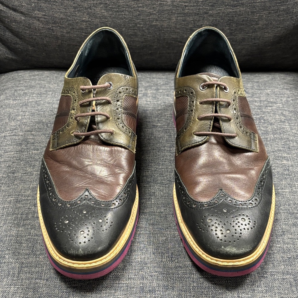 Pikolinos Men’s Size 10 (EU44) Durcal Leather Canvas Wingtip Oxford Brown/Black